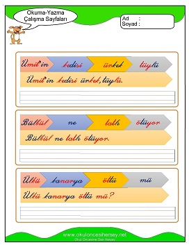 ü sesi Çalışma Sayfaları